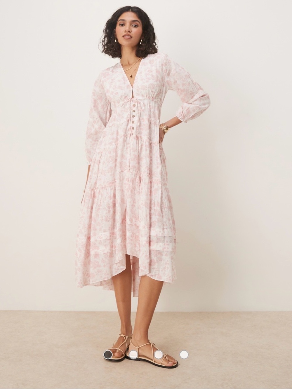 NWT Free People Pappiet Floral Print Tiered Midi Maxi High Low Dress Pink Boho